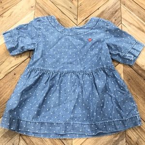 Polka Dot Chambray Tunic Top